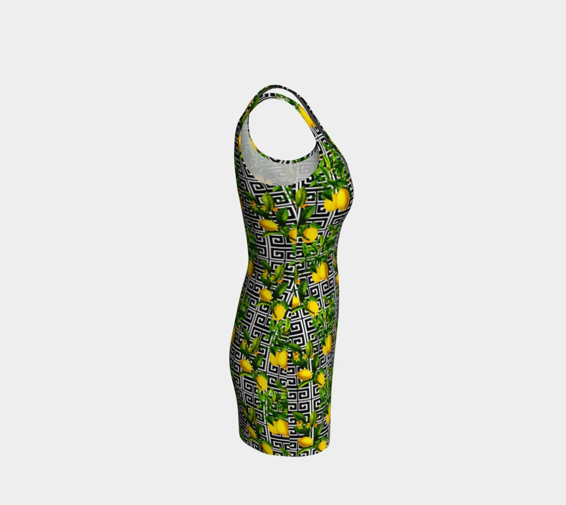 Greek Key Citrus Bodycon Dress