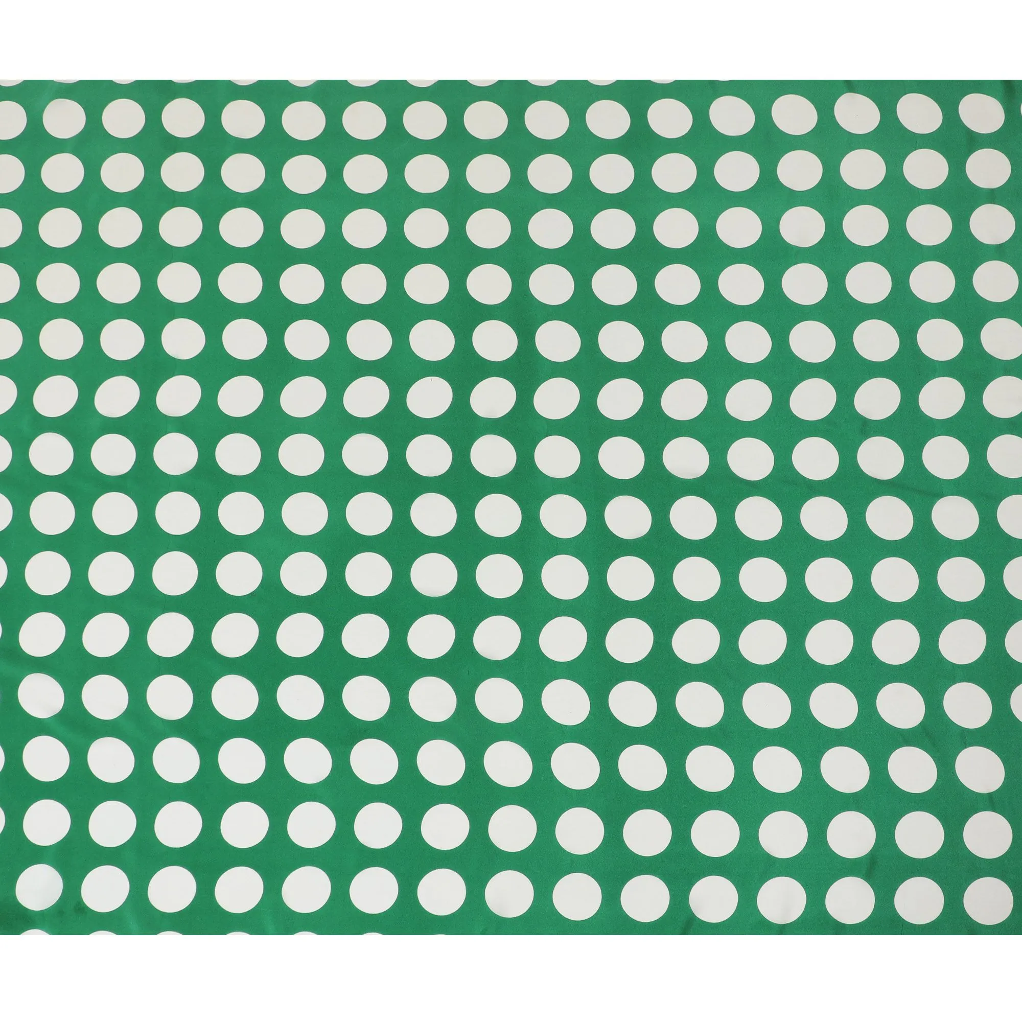 Green Premium pure silk crepe fabric with white print in dot design-D17208