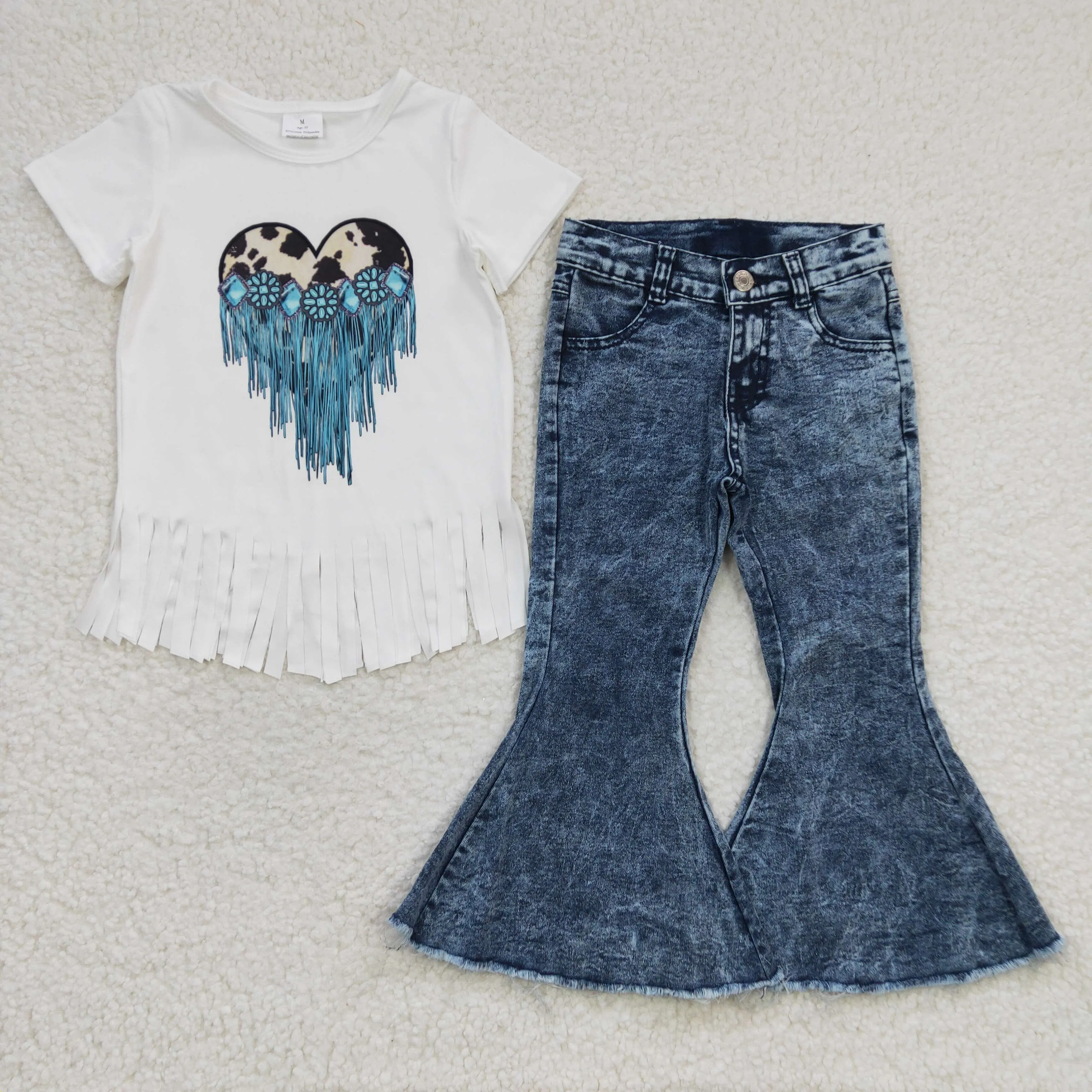 heart T-shirts blue jeans set GSPO0535