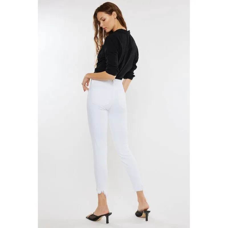 High Rise Hem Detail Ankle Skinny Jeans