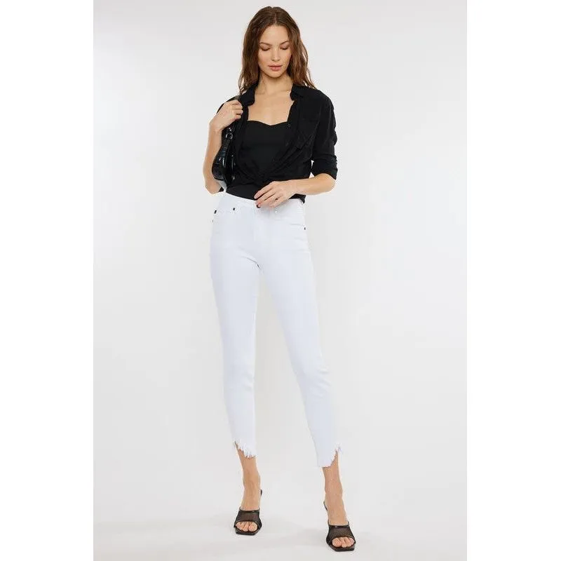 High Rise Hem Detail Ankle Skinny Jeans