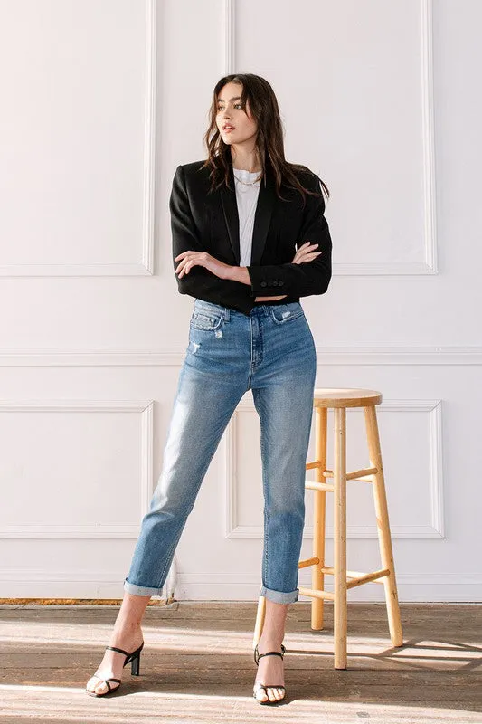 HIGH RISE MOM JEANS  (MED WASH)