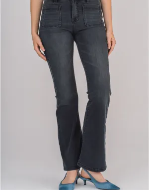 High Waist charcoal Flare Jeans Hidden-Happi