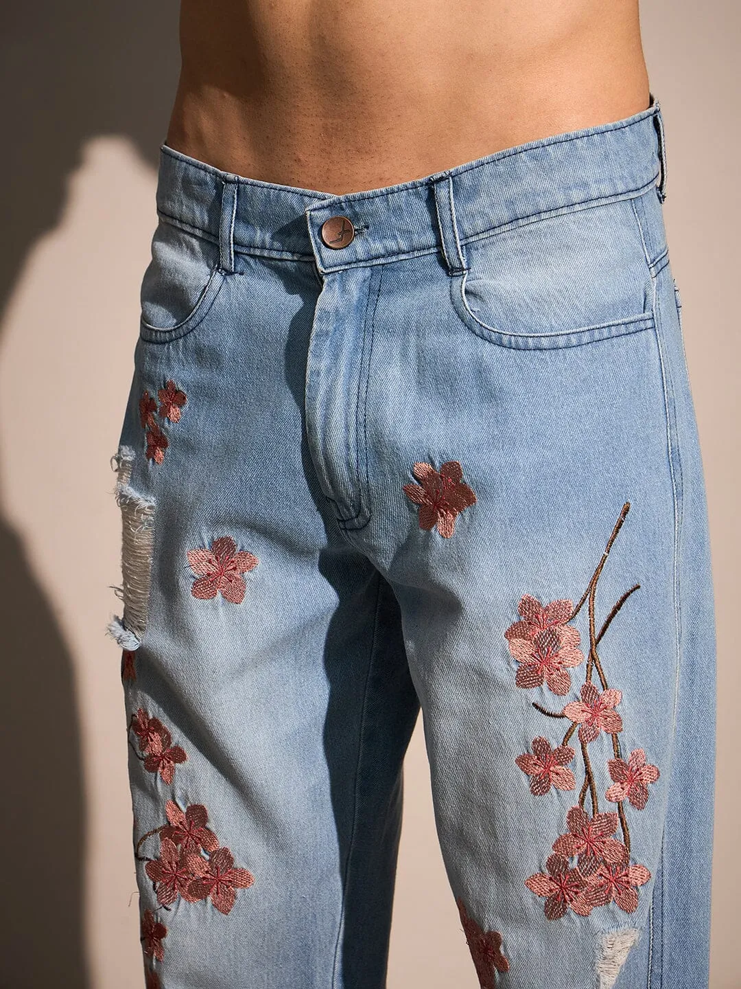 Ice Tint Cherry Blossom Straight Fit Denim