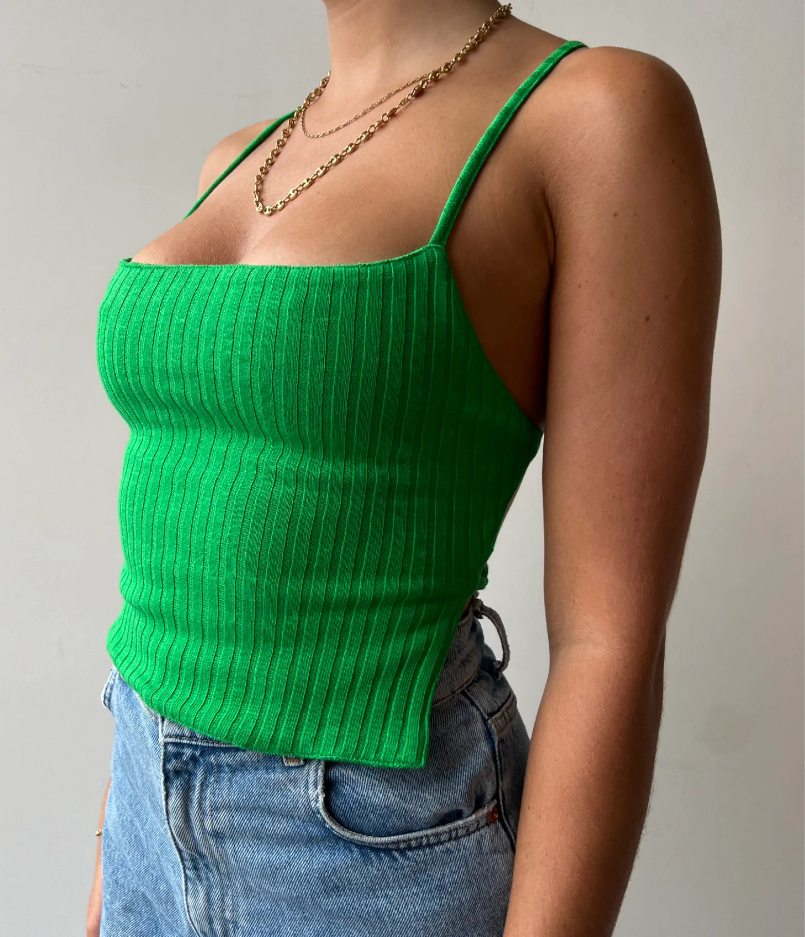 Irish Green Rib Knit Corset