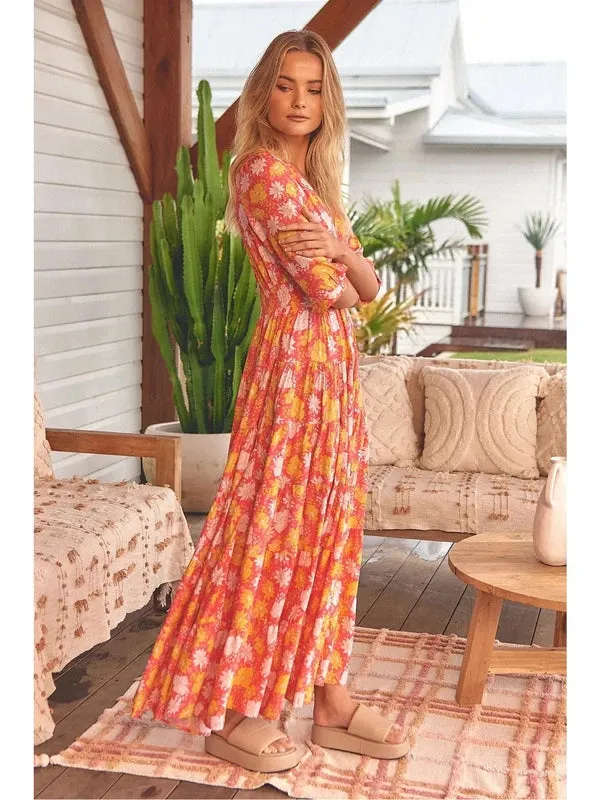 JAASE Follow the Sun Print Berry Maxi Dress