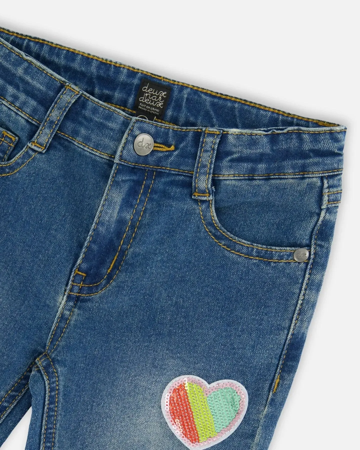 Jeans With Embroidery Patch Blue Denim