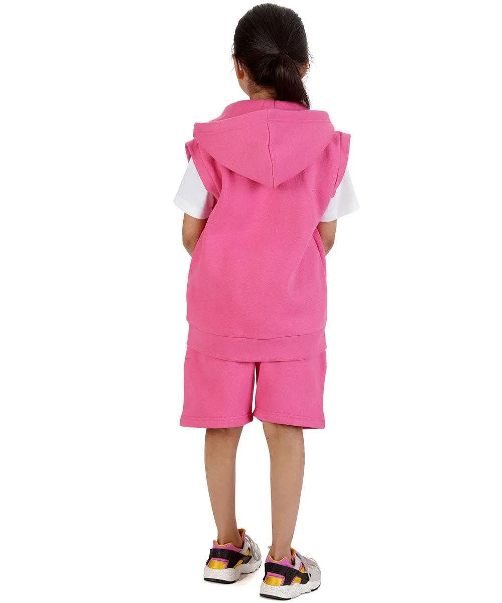 Kids Cerise 2-Piece Gilet and Shorts Set: Cerise