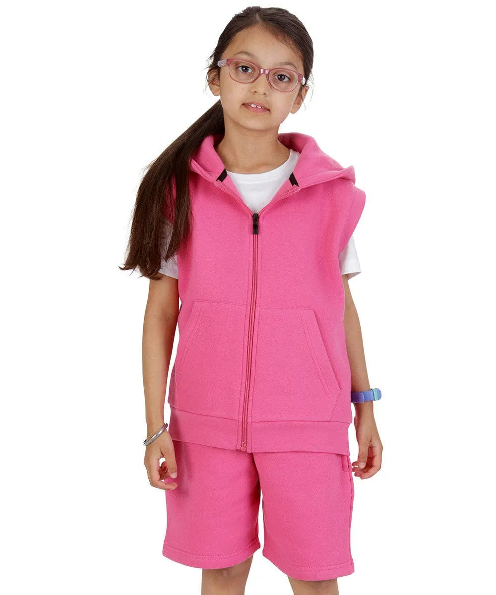 Kids Cerise 2-Piece Gilet and Shorts Set: Cerise