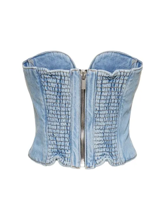 Magda Butrym   Cotton denim corset w/ flowers 