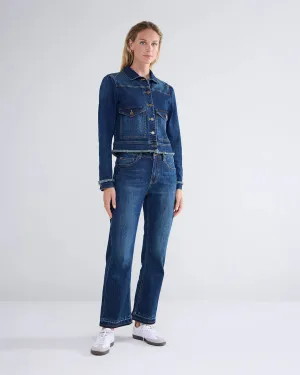 Maya Bootcut Cropped Jeans in Nightblue Denim