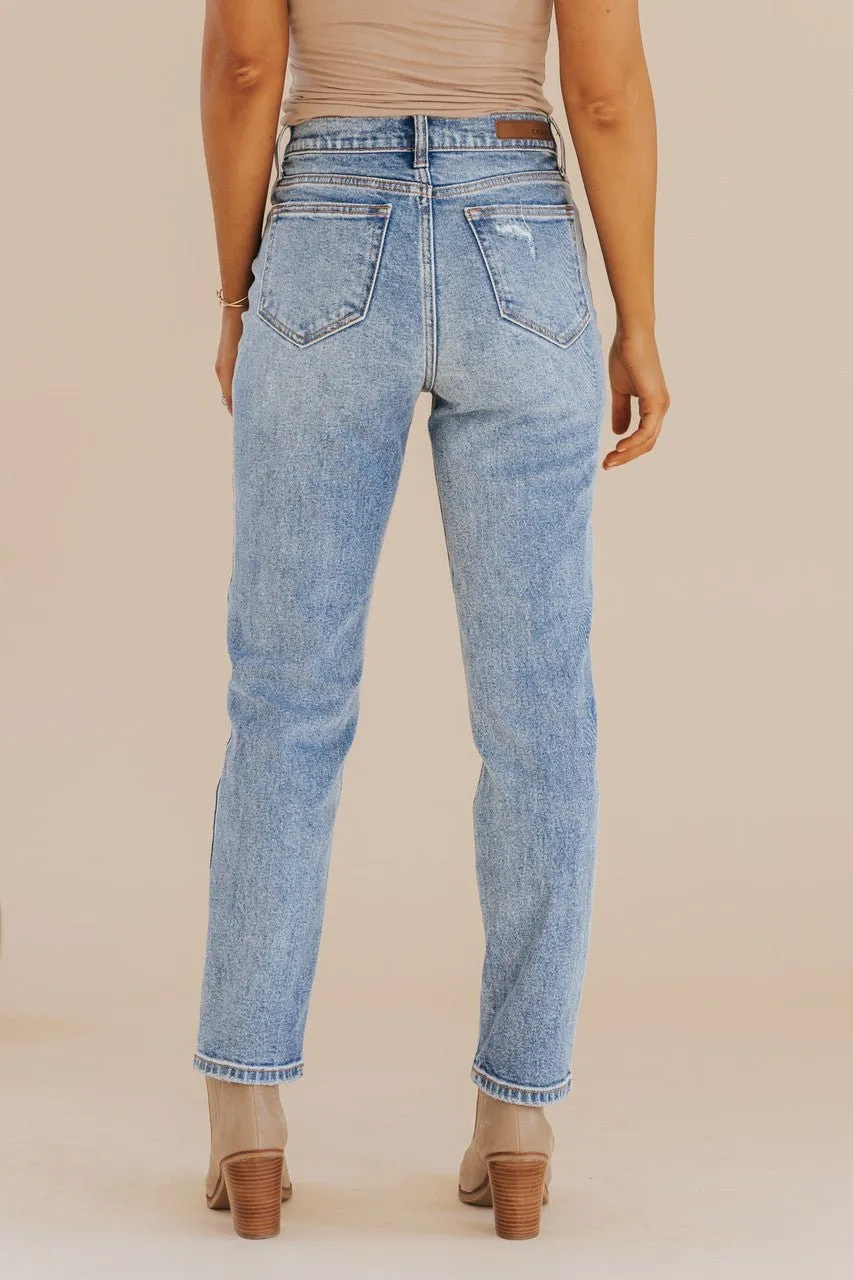 Medium Wash High Rise Straight Denim Jeans - FINAL SALE