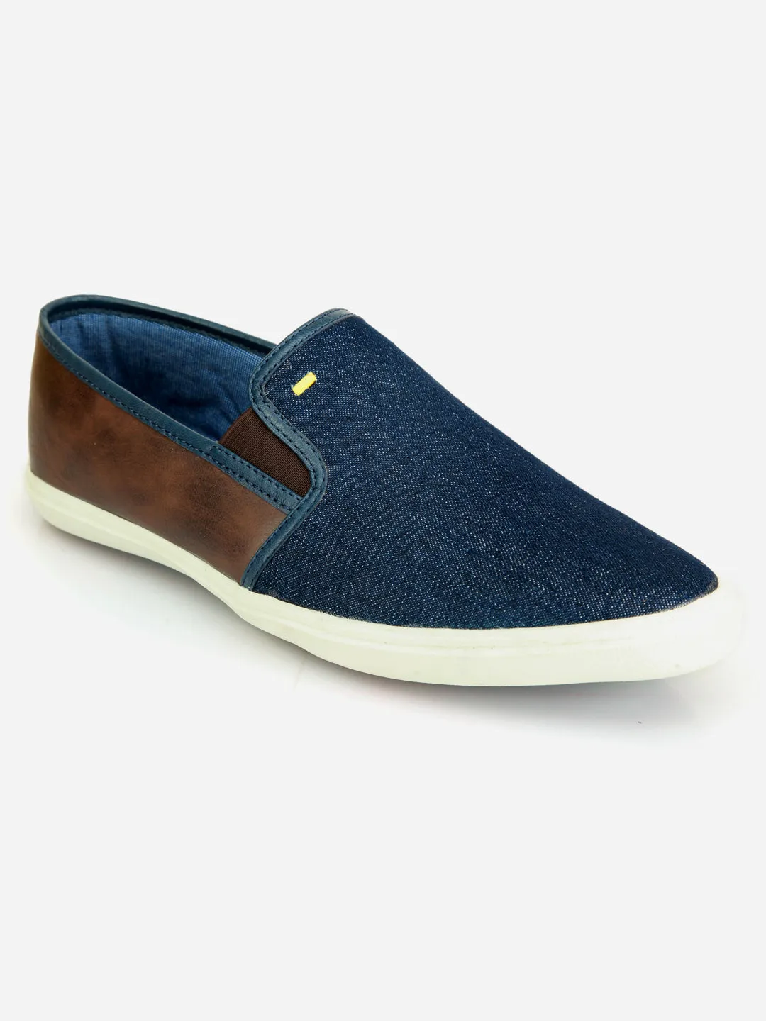 Men's Blue Brown Denim Smart Casual Slip On (IX1032)