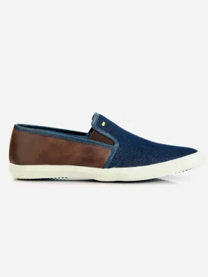 Men's Blue Brown Denim Smart Casual Slip On (IX1032)