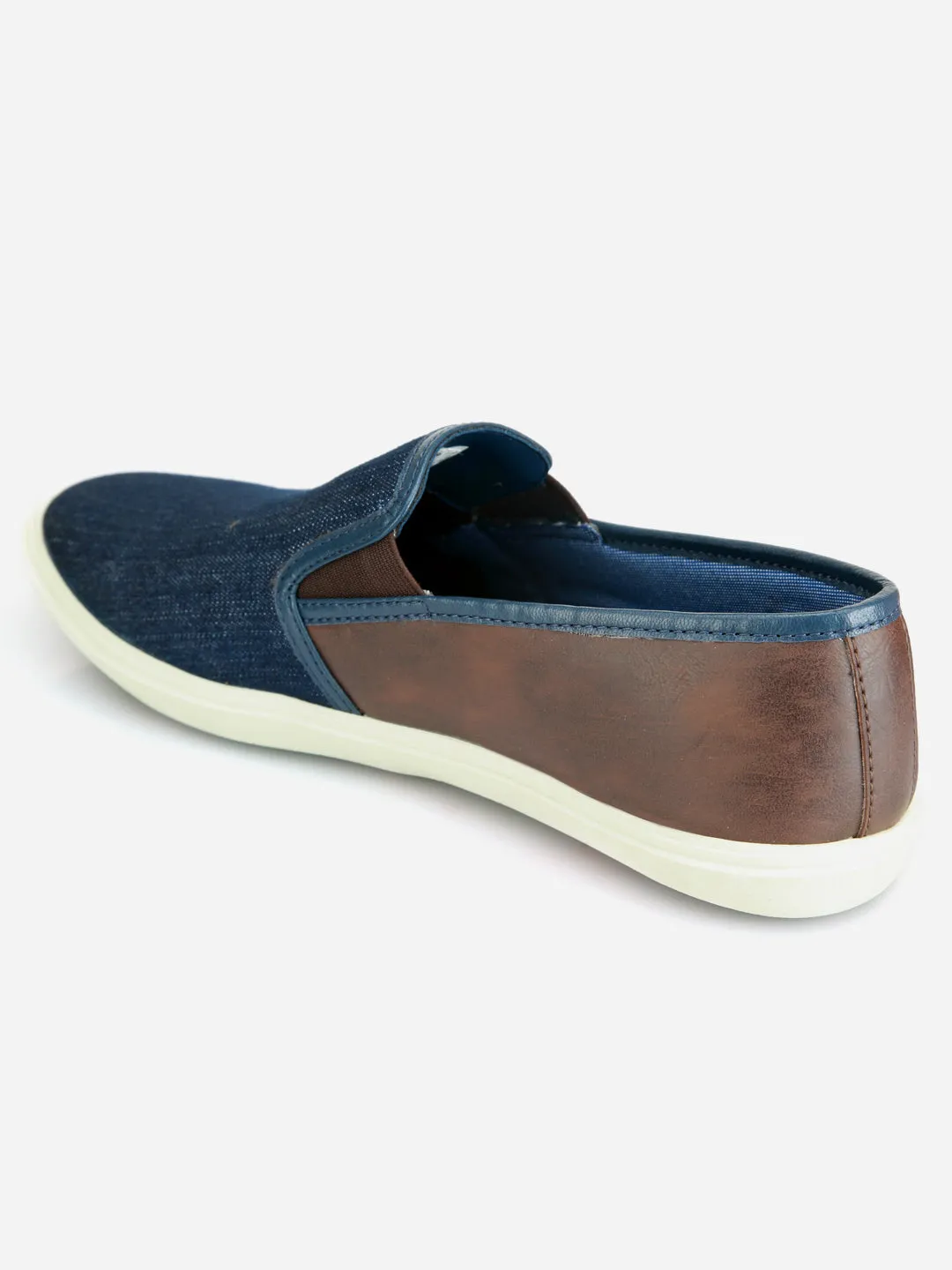 Men's Blue Brown Denim Smart Casual Slip On (IX1032)