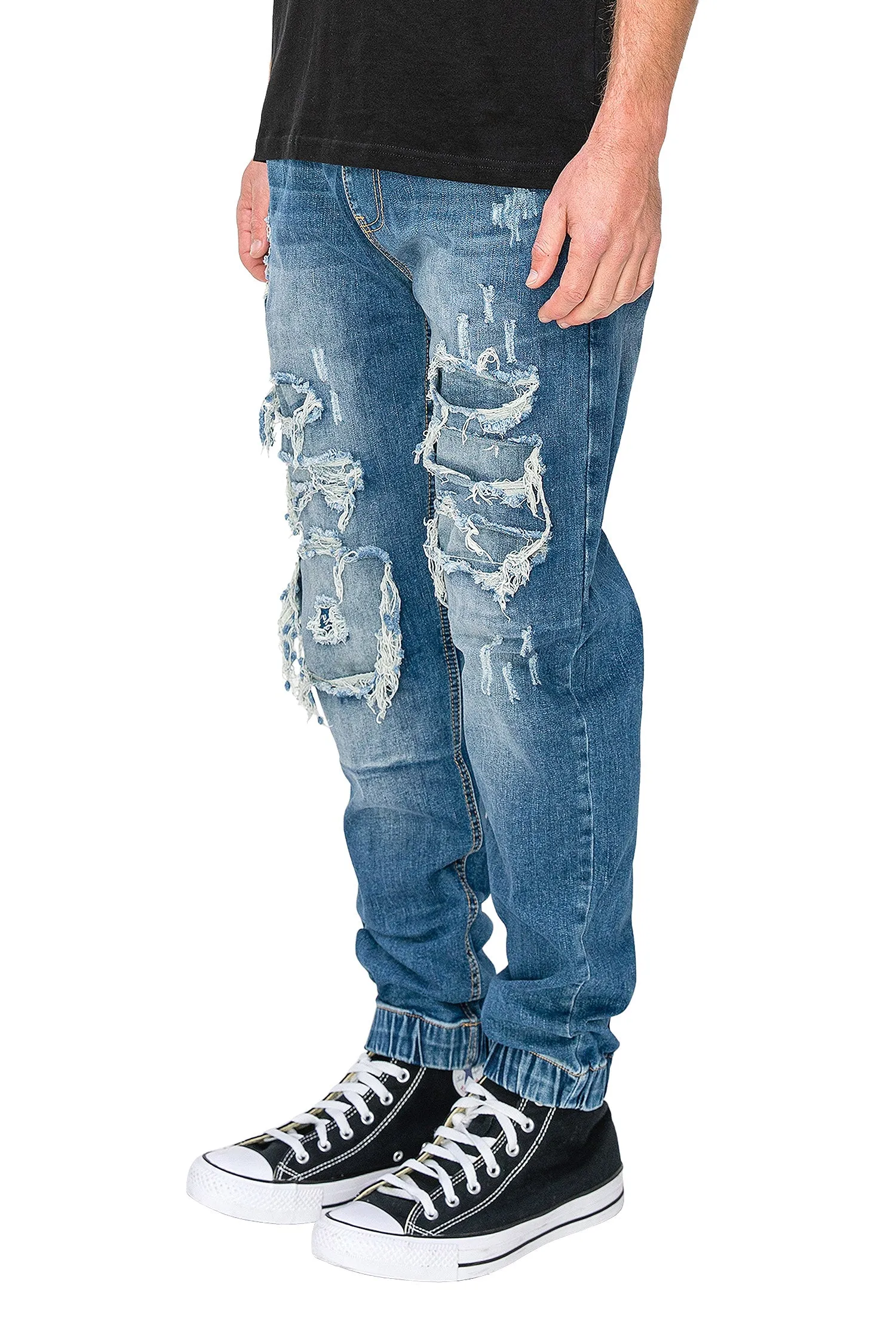 Men's Essential Distressed Denim Jogger Jeans