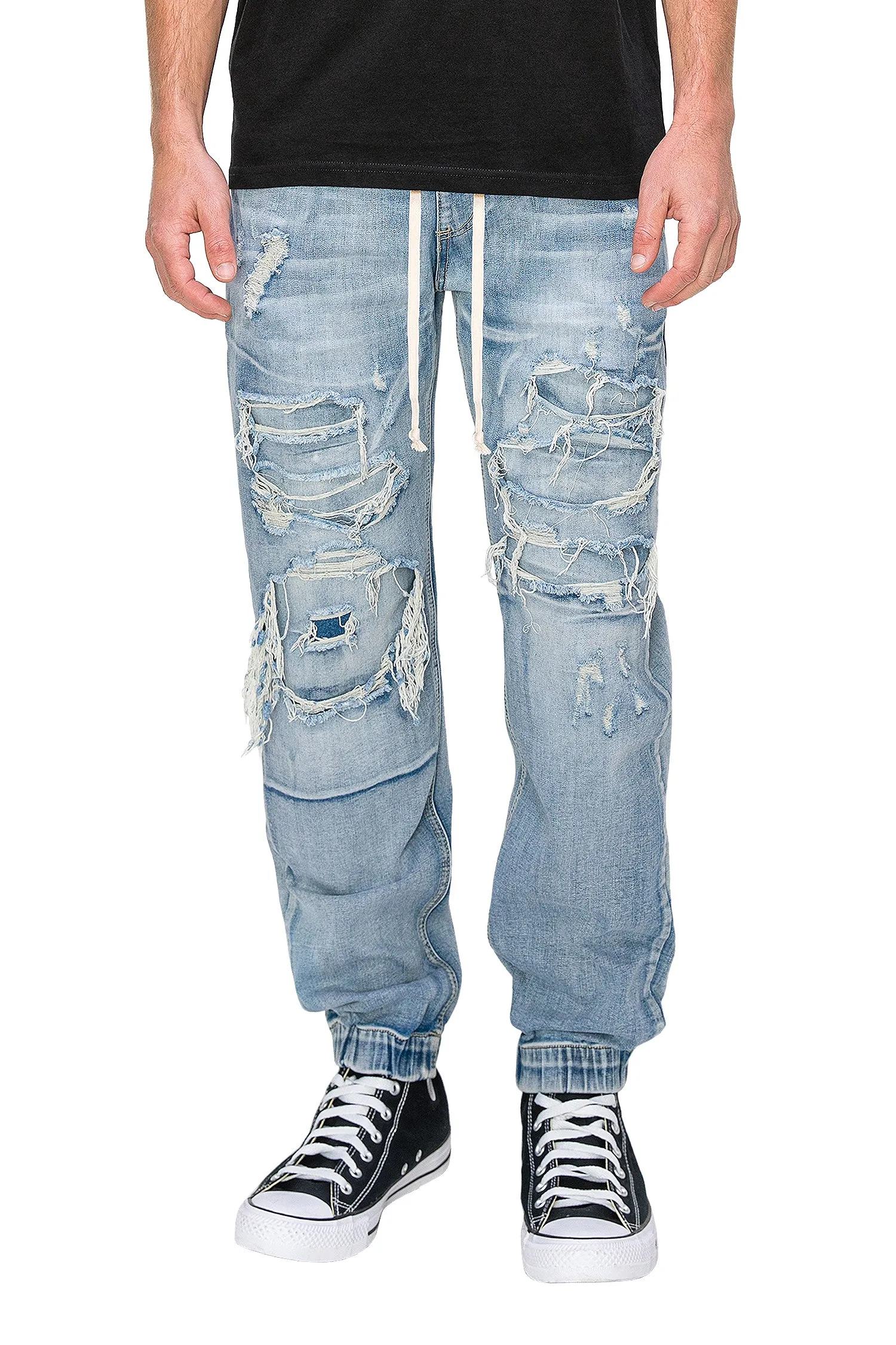 Men's Essential Distressed Denim Jogger Jeans