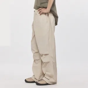 Men's Pleated Leisure Cargo Couple Street Solid Color Straight-leg Wide-leg Pants