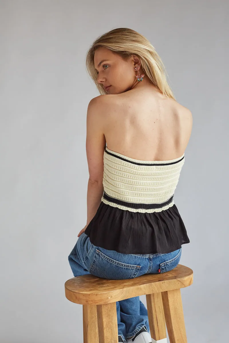 Meredith Strapless Knit Peplum Top