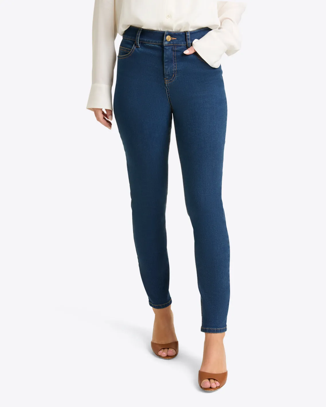 Mid-Rise Slim Jeans in Medium Wash