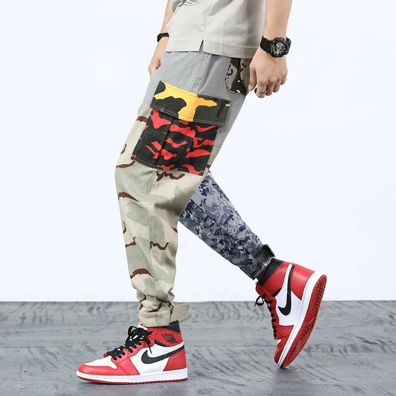 Mix Camouflage Pattern Patchwork Tactical Style Men Cargo Pants