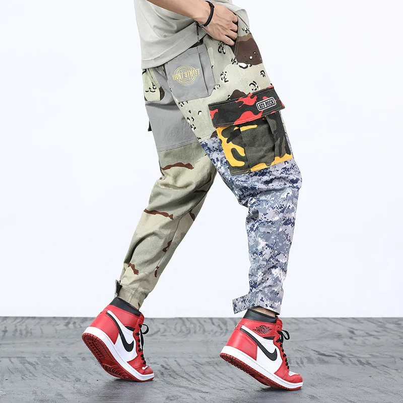 Mix Camouflage Pattern Patchwork Tactical Style Men Cargo Pants