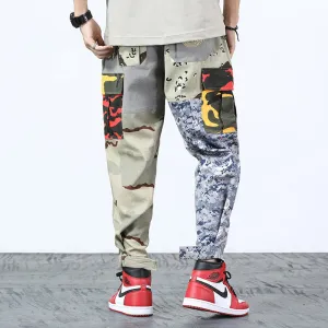 Mix Camouflage Pattern Patchwork Tactical Style Men Cargo Pants