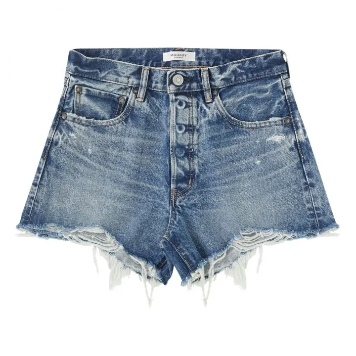 Moussy Vintage MV Reedy Shorts in Blue Denim