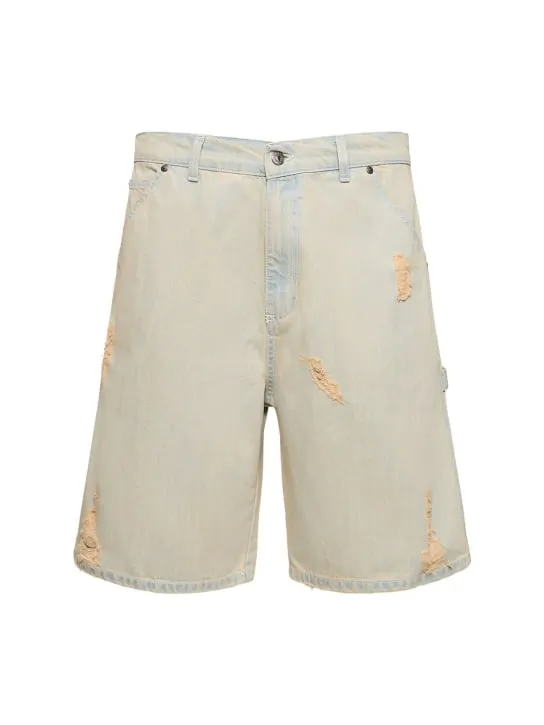 MSGM   Distressed cotton denim shorts 