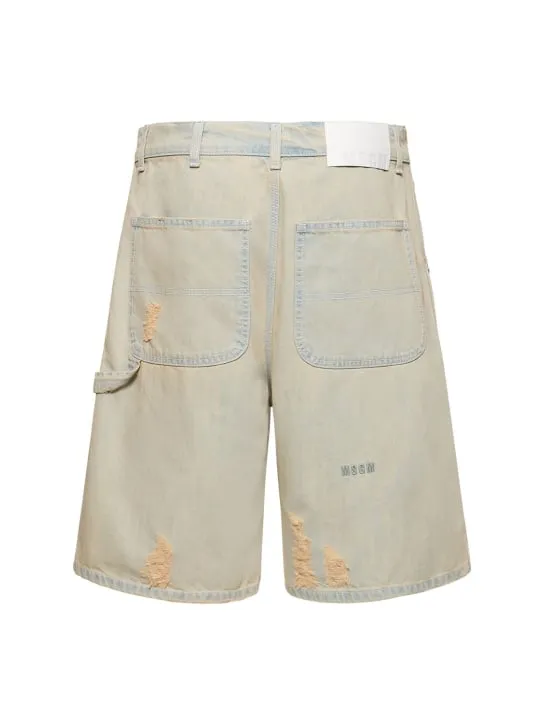 MSGM   Distressed cotton denim shorts 