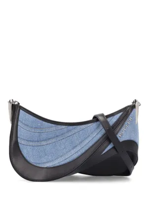 MUGLER   Spiral embossed denim shoulder bag 