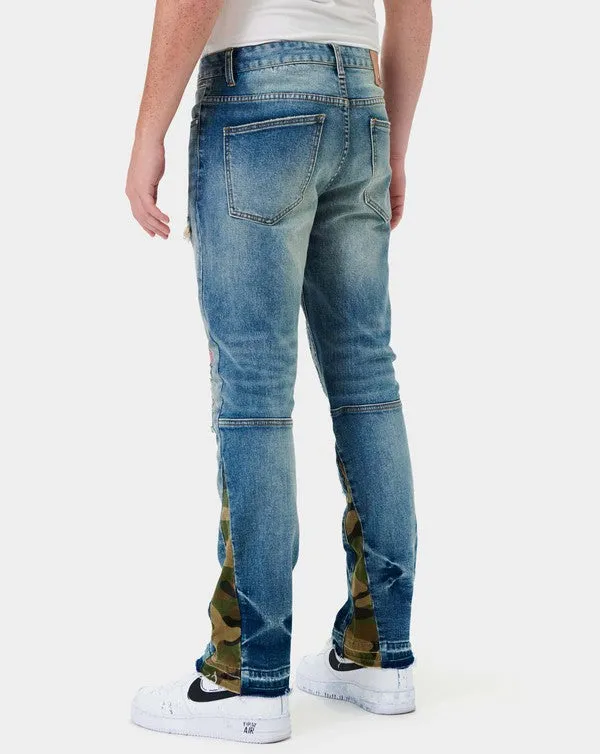 NEW FIRST ROW Heavy Rip & Repair Slim Straight Denims