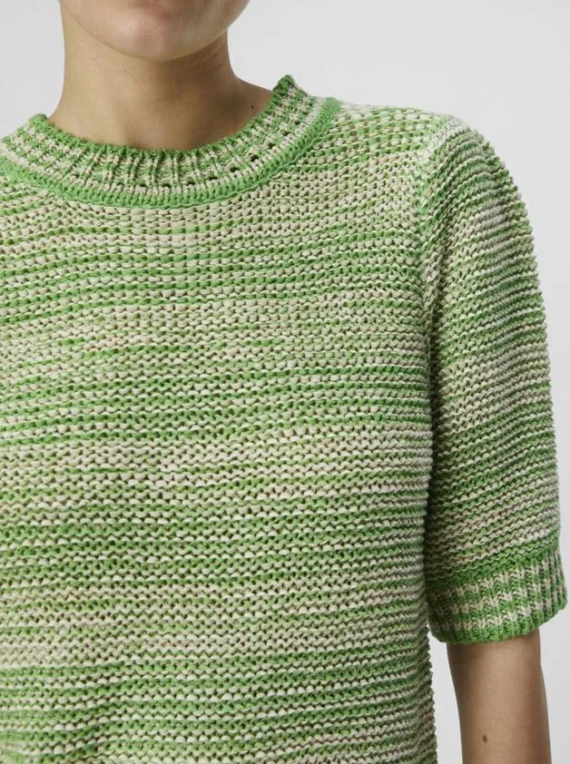 OBJFIRST S/S KNIT PULLOVER | SANDSHELL VIBRANT GREEN