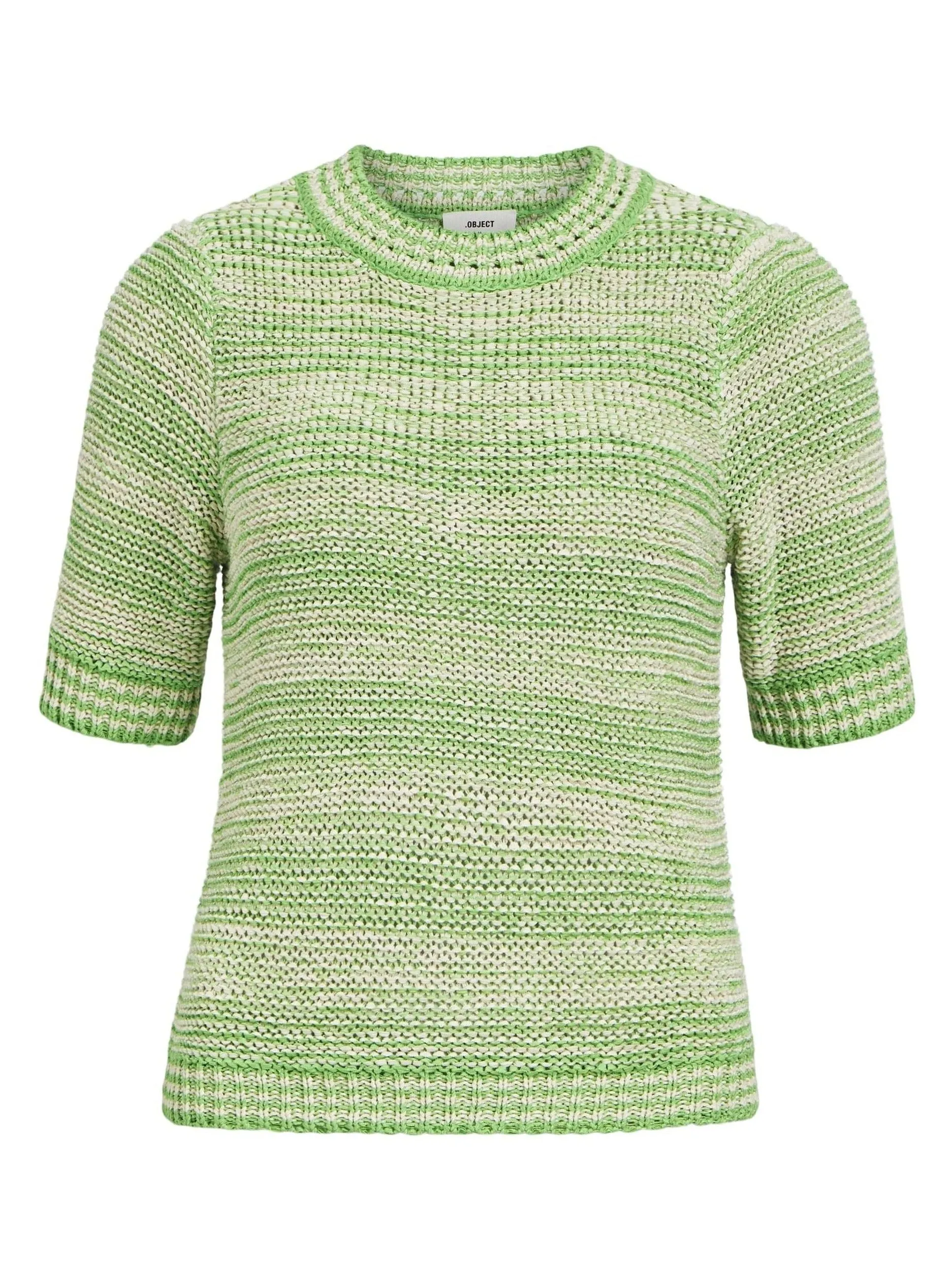 OBJFIRST S/S KNIT PULLOVER | SANDSHELL VIBRANT GREEN