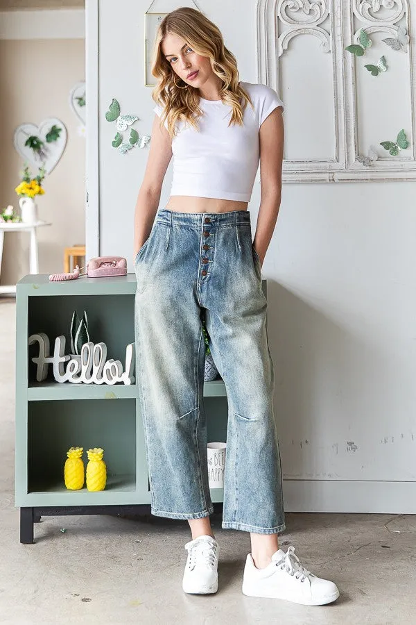 Oli & Hali Mineral Washed Baggy Jeans in Denim