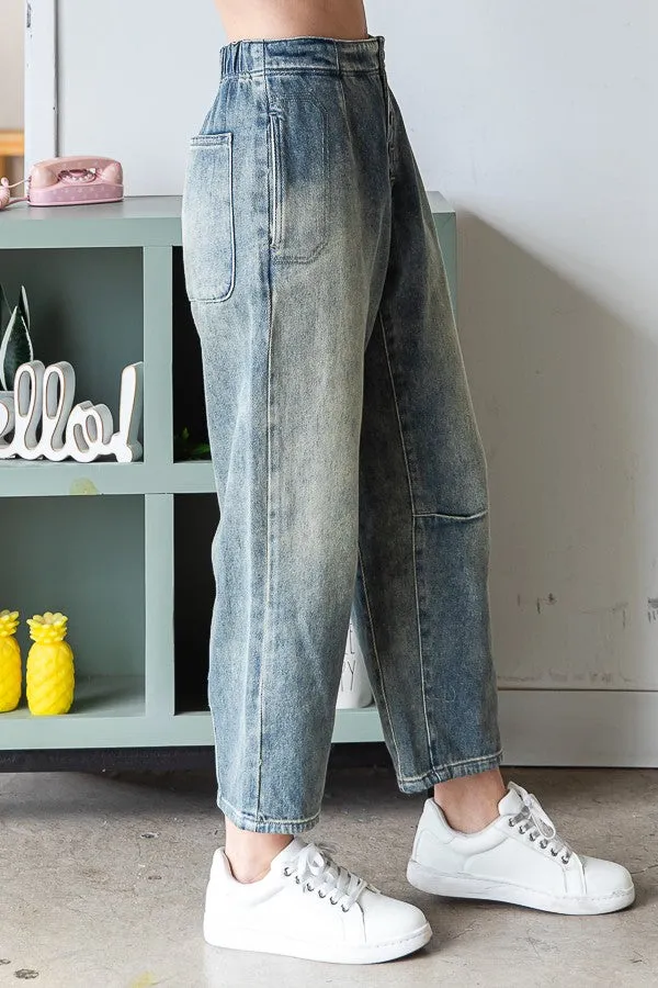 Oli & Hali Mineral Washed Baggy Jeans in Denim