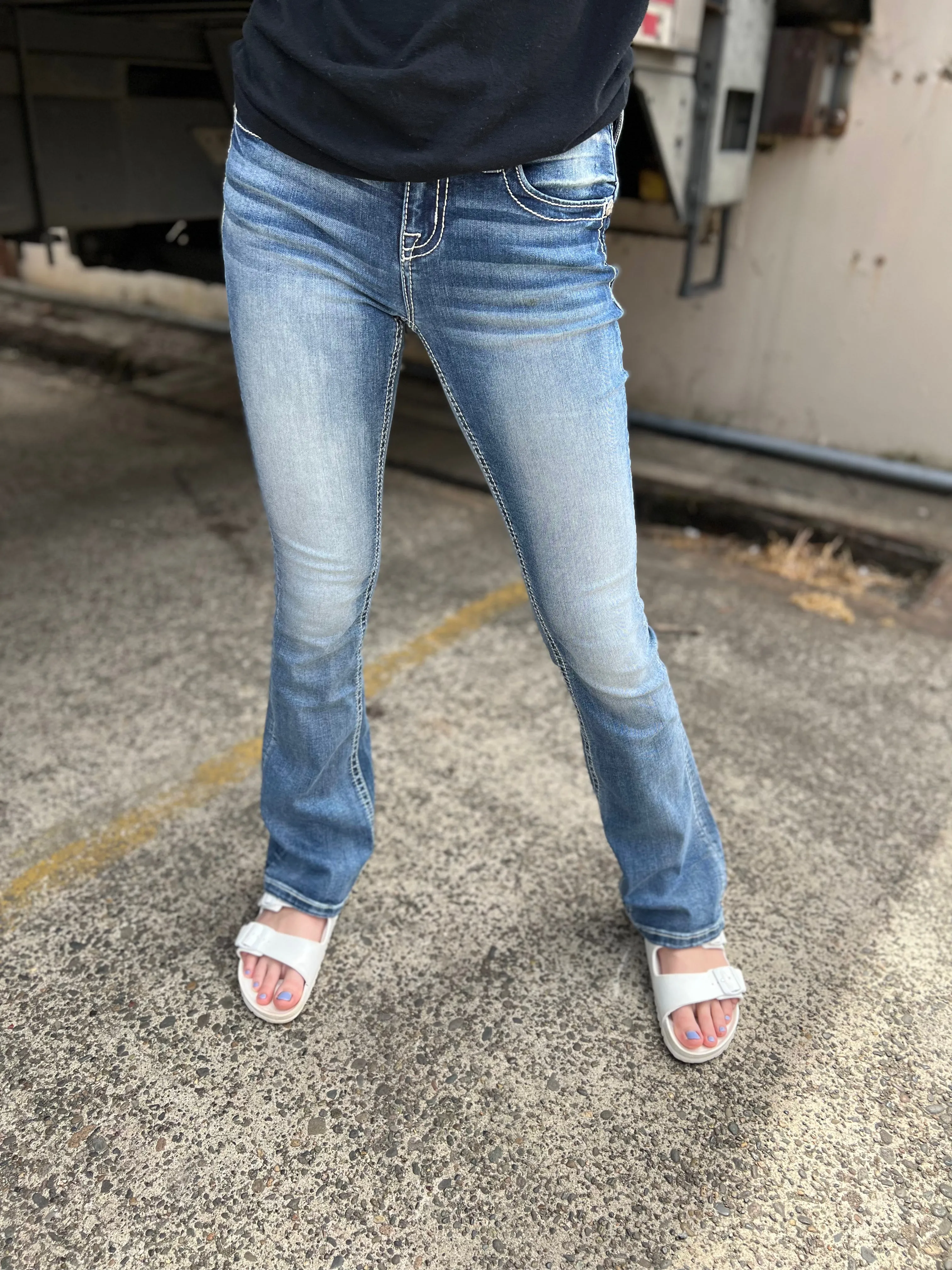 *Outlet* Miss Me Turquoise Stitch Bootcut Jeans