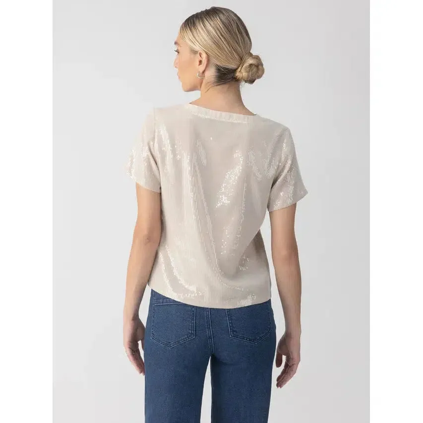 PERFECT SEQUIN WOVEN TOP