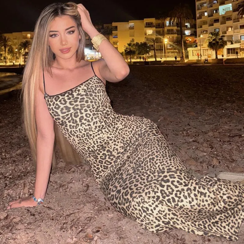 Perri Leopard Print Backless Maxi Dress