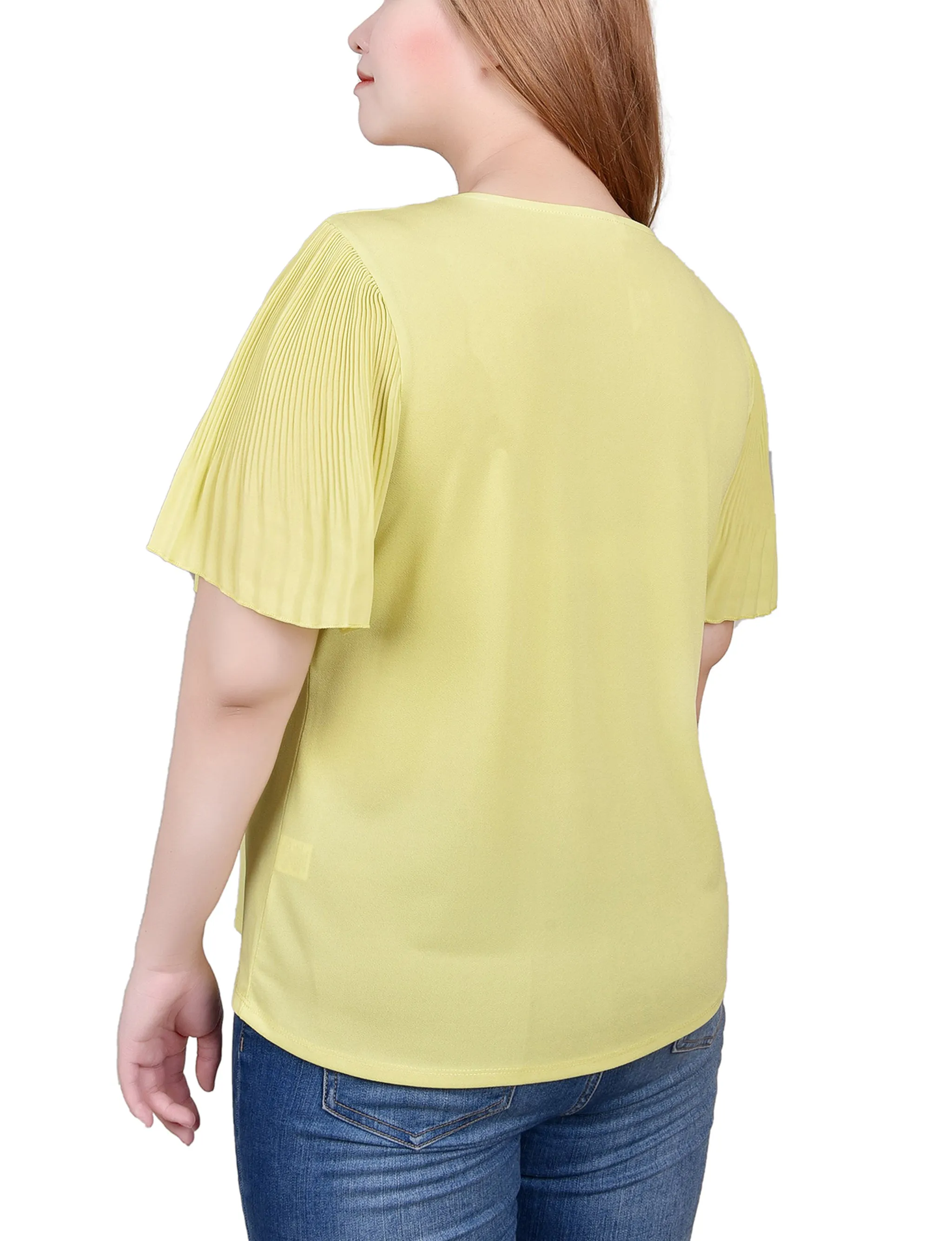 Petite Pleated-Sleeve Top