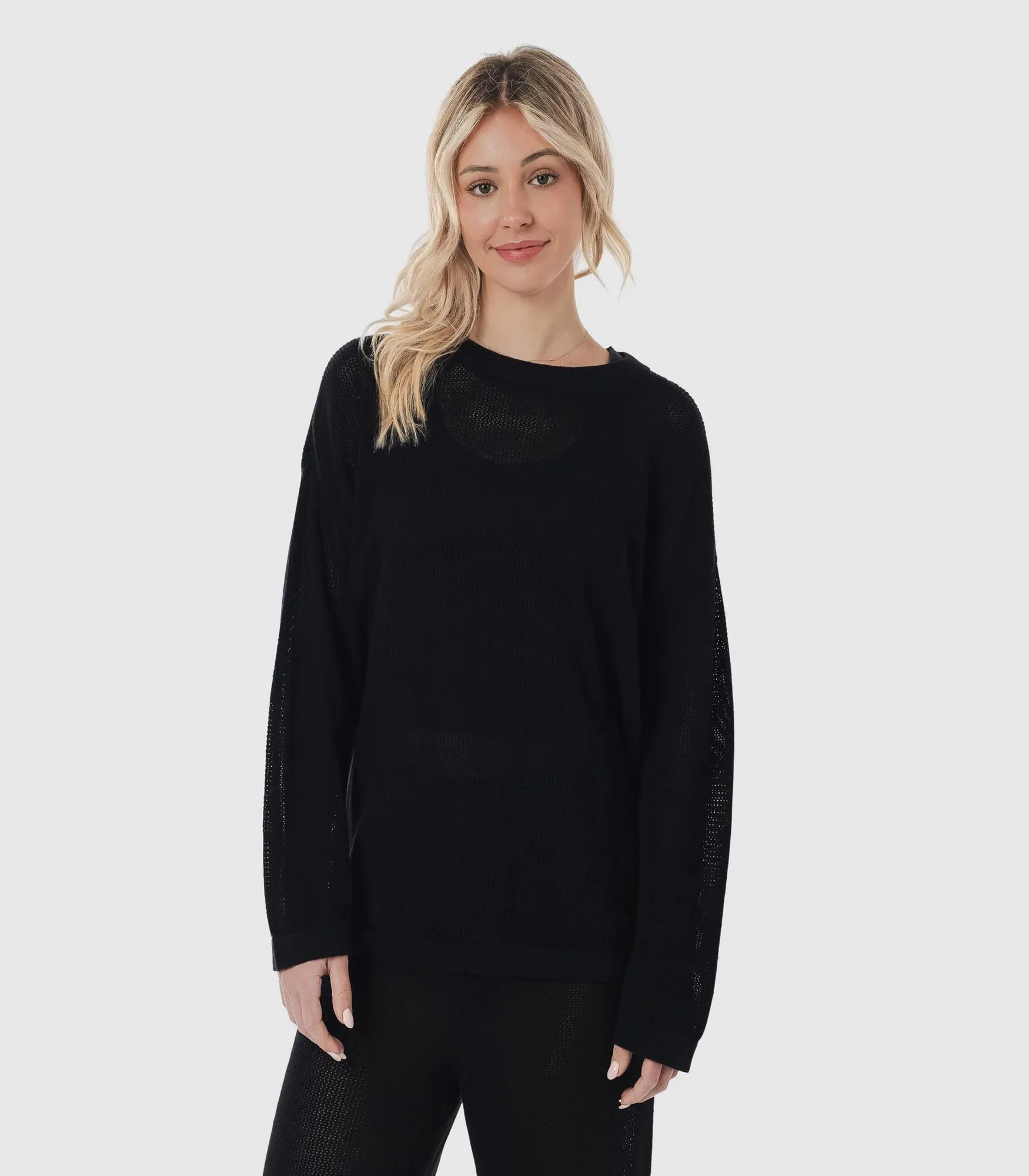 popular  Long Sleeve Oversized Knit Top - Piping Hot