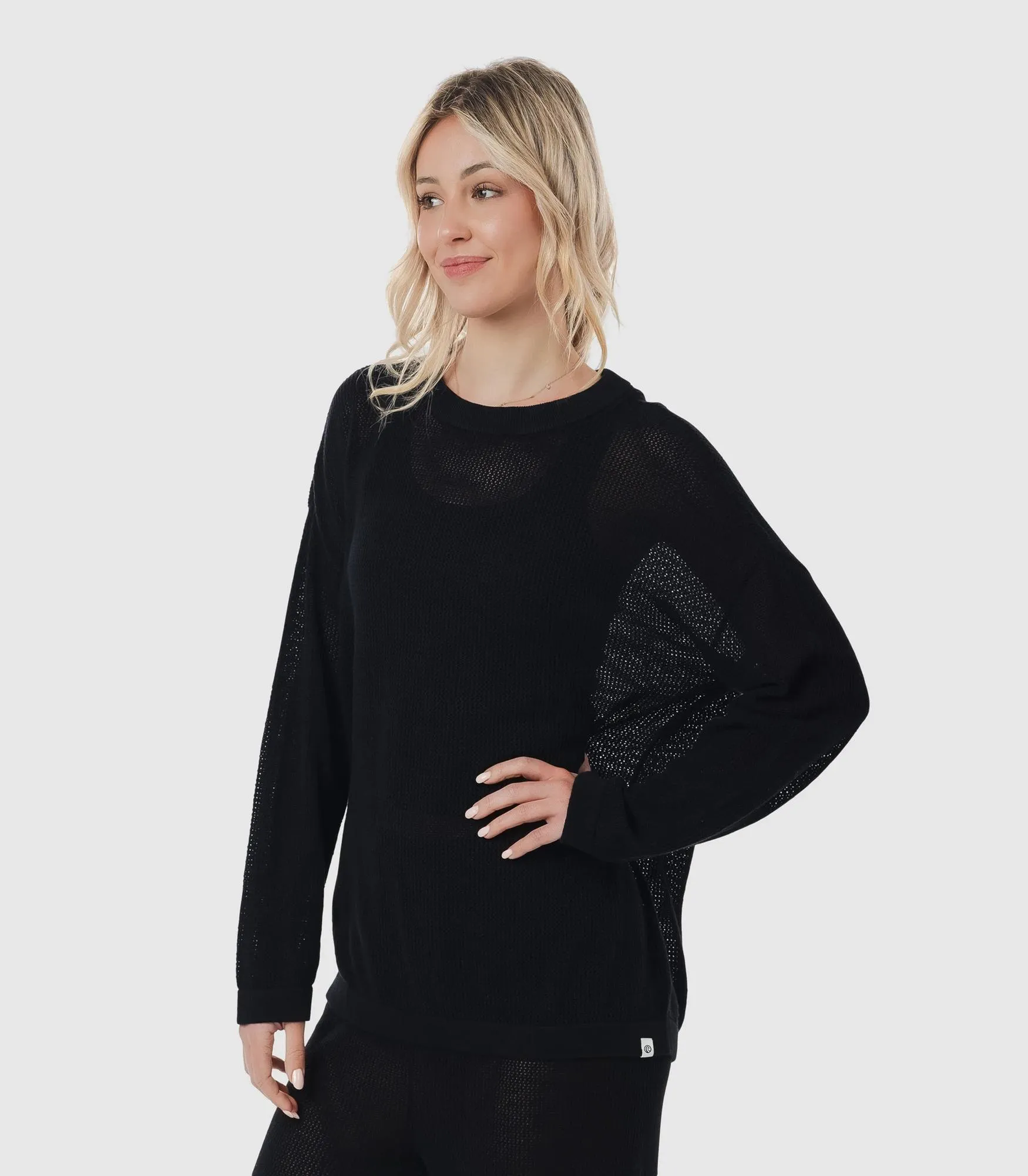 popular  Long Sleeve Oversized Knit Top - Piping Hot