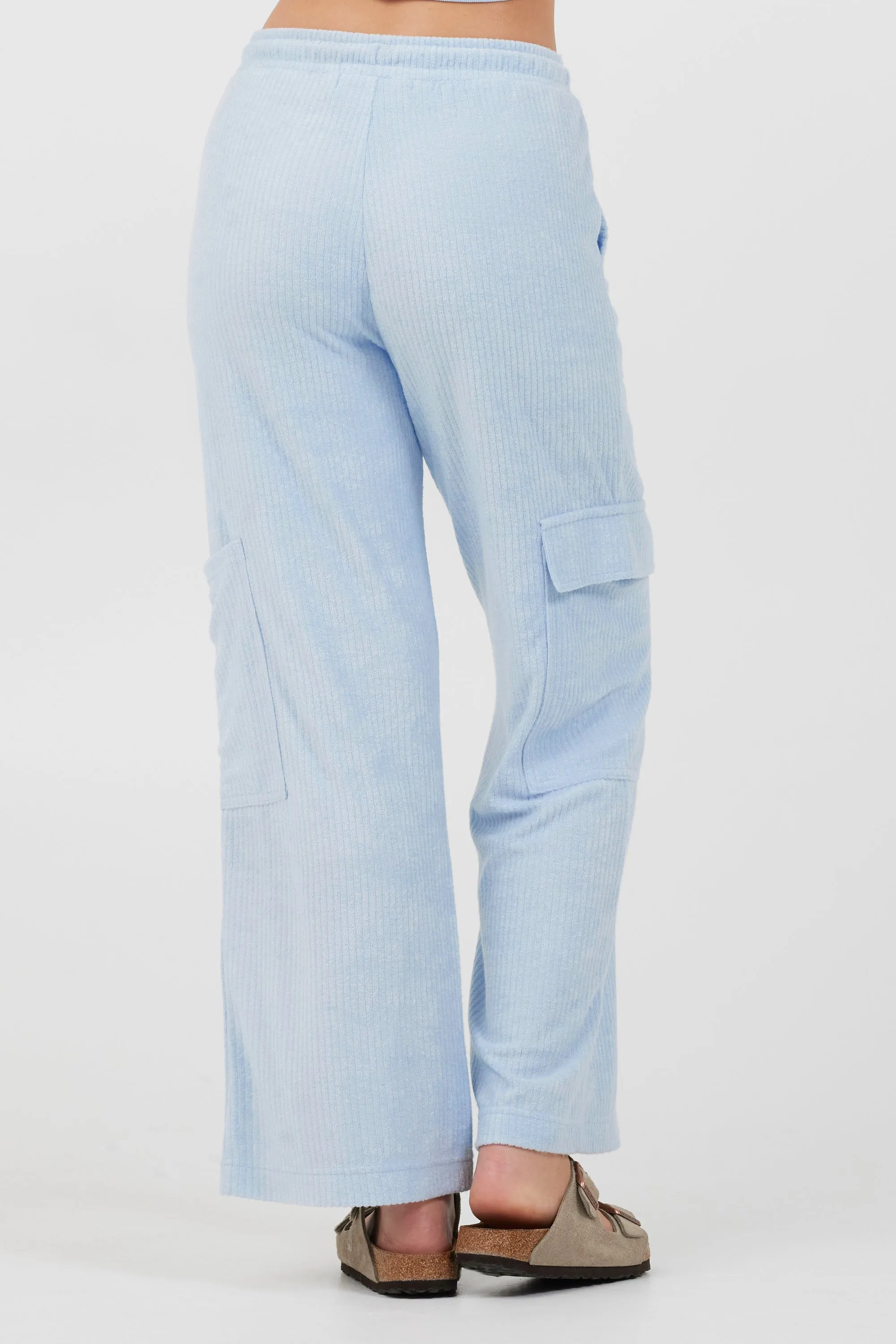 Powder Blue Cord Terry Cargo Pants