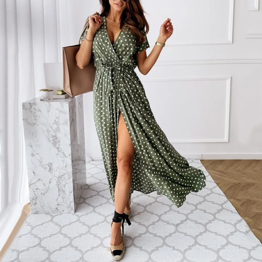 Queen - Long Dotted Wrap Dress