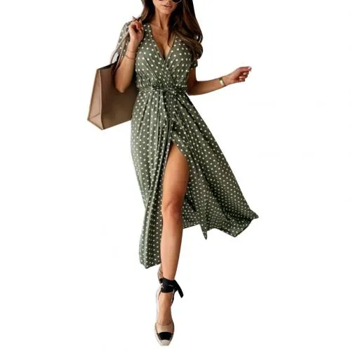 Queen - Long Dotted Wrap Dress