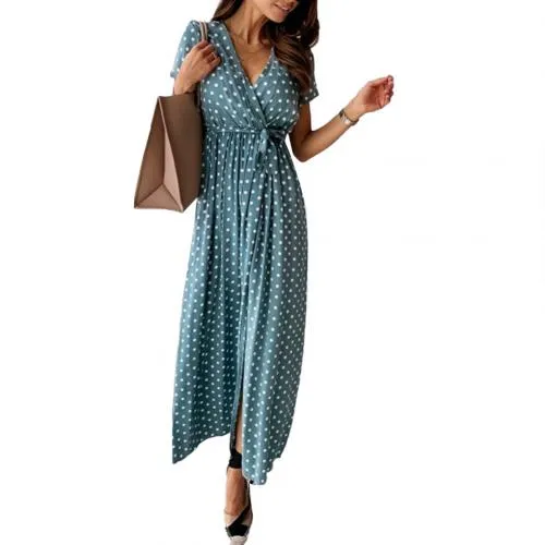 Queen - Long Dotted Wrap Dress