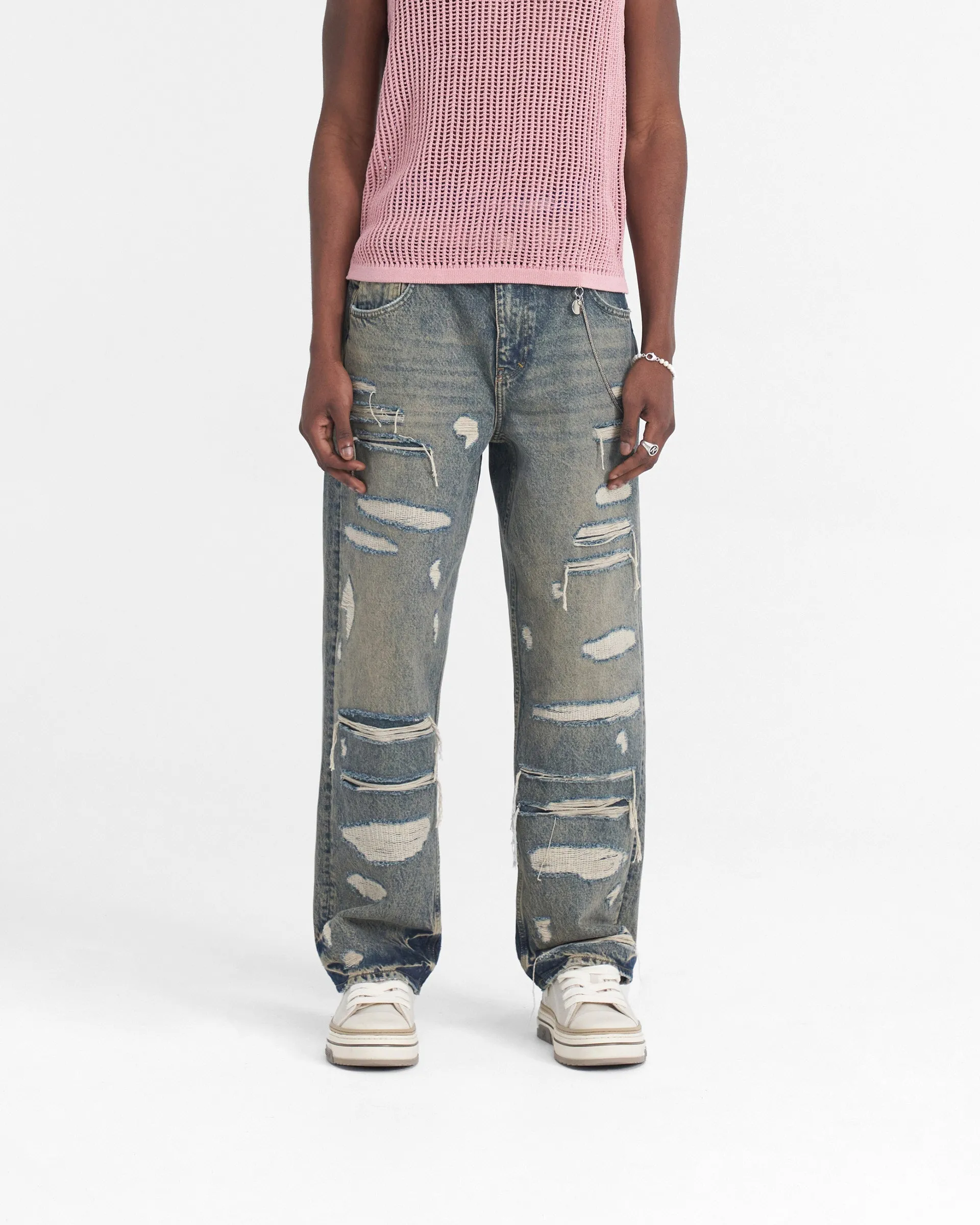 R3D Double Destroyer Baggy Denim - Blue Cream