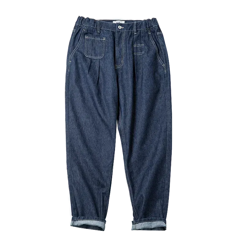 Retro Denim Wash Baggy Men's Jeans Wide Leg Tapered Pants - Casual Streetwear