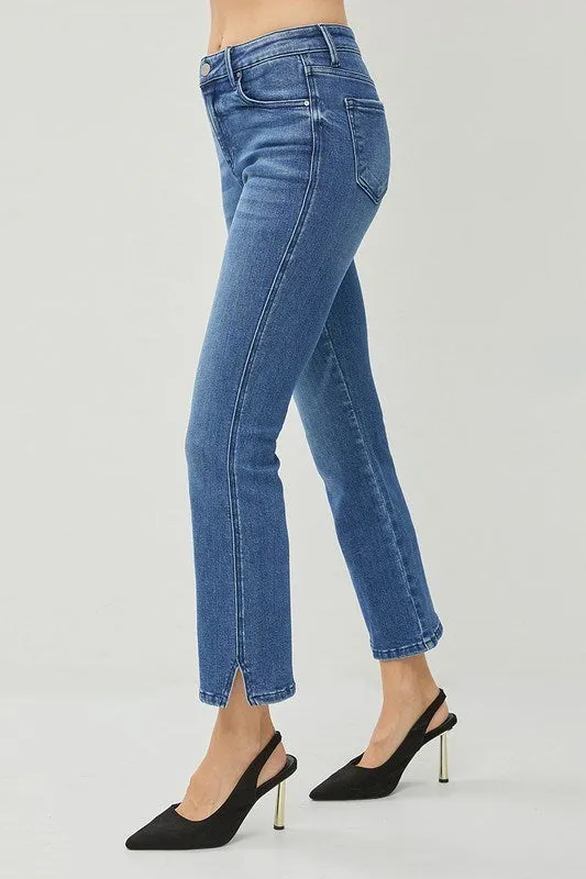 Risen Jeans - High Rise Raw Hem Slit Straight Jeans - RDP5623