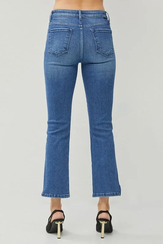 Risen Jeans - High Rise Raw Hem Slit Straight Jeans - RDP5623